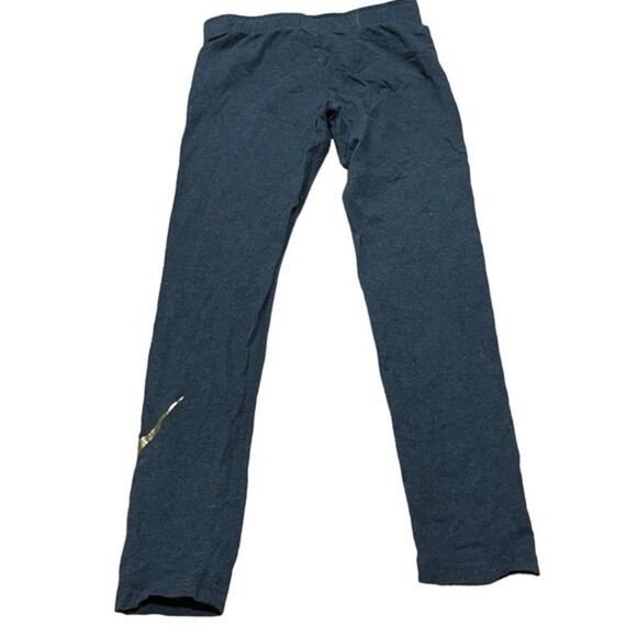 Nike Charcoal Grey Gold Metallic Logo Activewear Leggings - Picture 2 of 3